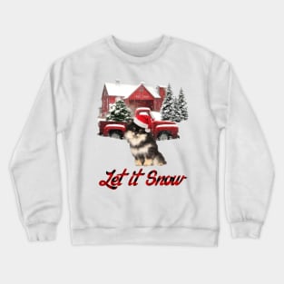 Pomeranian Let It Snow Tree Farm Red Truck Christmas Crewneck Sweatshirt